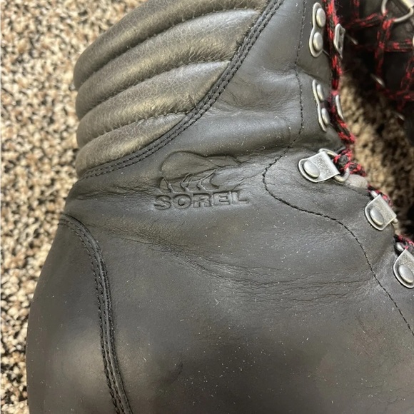 Sorel Conquest Womens Black Leather Wedge Snow Boots Size 8 NL2337-010 - Picture 3 of 7